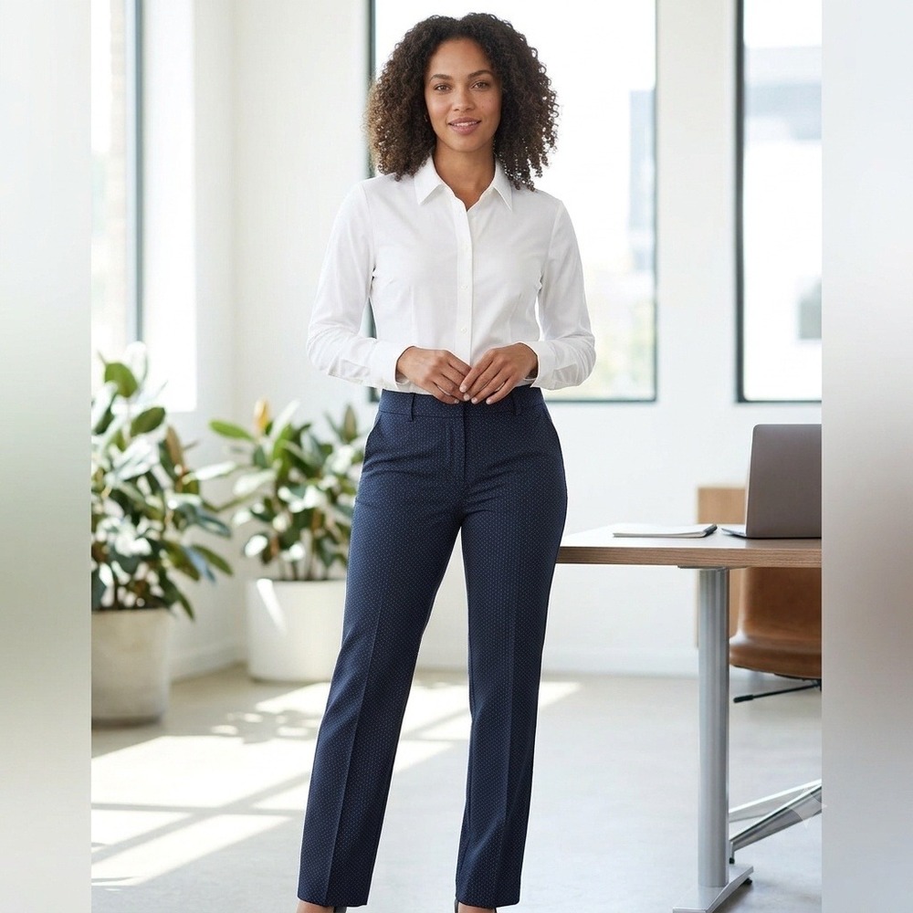 Halogen‎ Taylor Fit Dress Pants Micro Polka Dot Trousers Navy Blue 14P